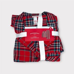 Wondershop Women's Plaid Holiday %100 Cotton Matching Family Pajama Set Size S